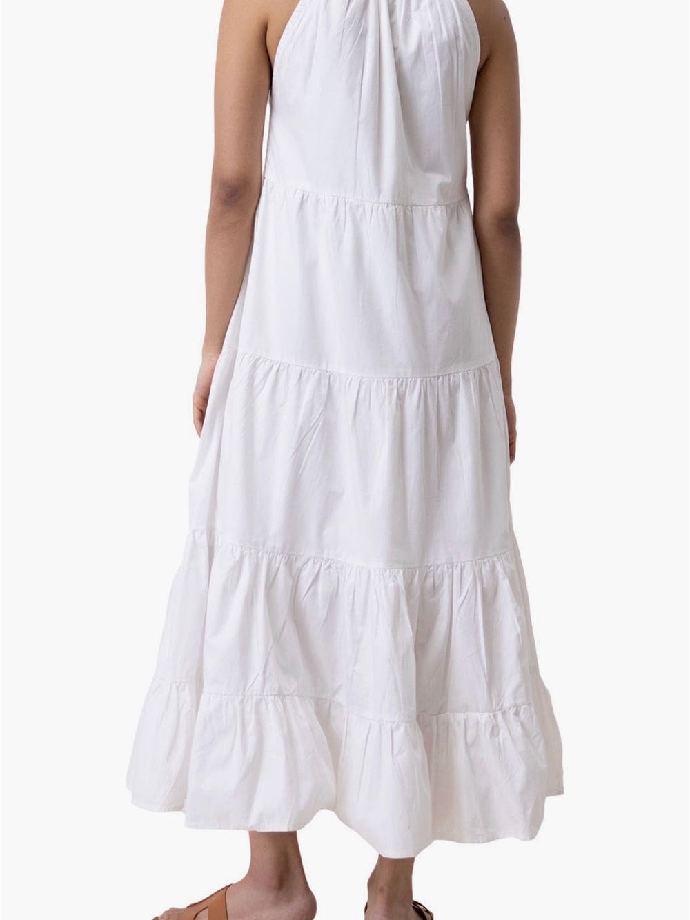 White Halter Tiered Maxi Dress — Sleeveless Summer Style- New with tags